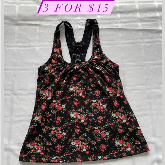 Annabelle Tops - 🟣(Bundle 3 for $15) Annabelle Crochet Racer Back Tank Top with Floral Print, M